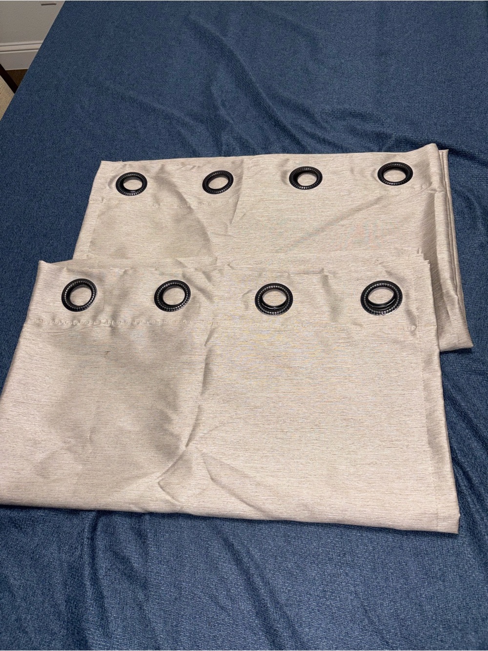 Modern Beige Grommet Curtain Panel Pair